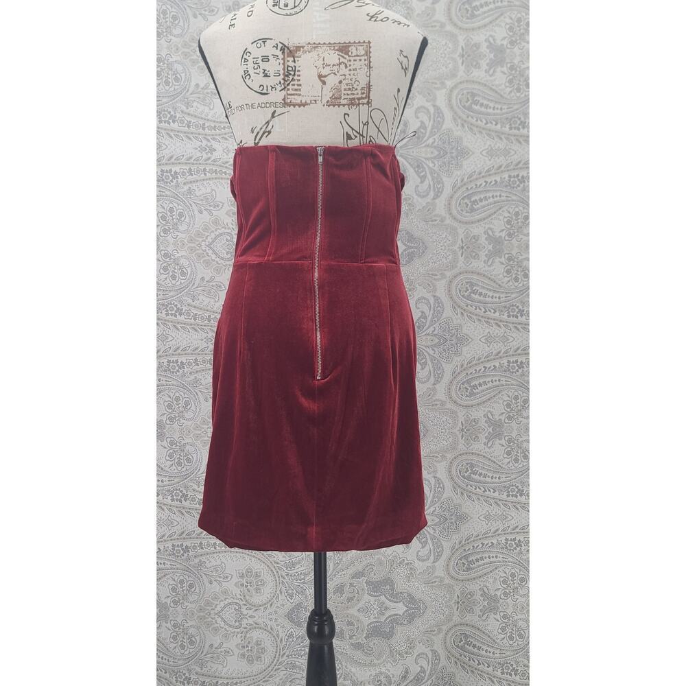 Bardot Claudette Mini Dress Deep Red Velvet Lolita Gothiclolita Holiday Party - Picture 5 of 13